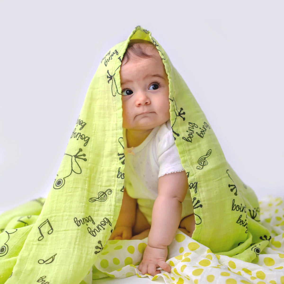 Cacha Frog 100% Cotton Swaddle Blanket Set of 2 with Storage Bag