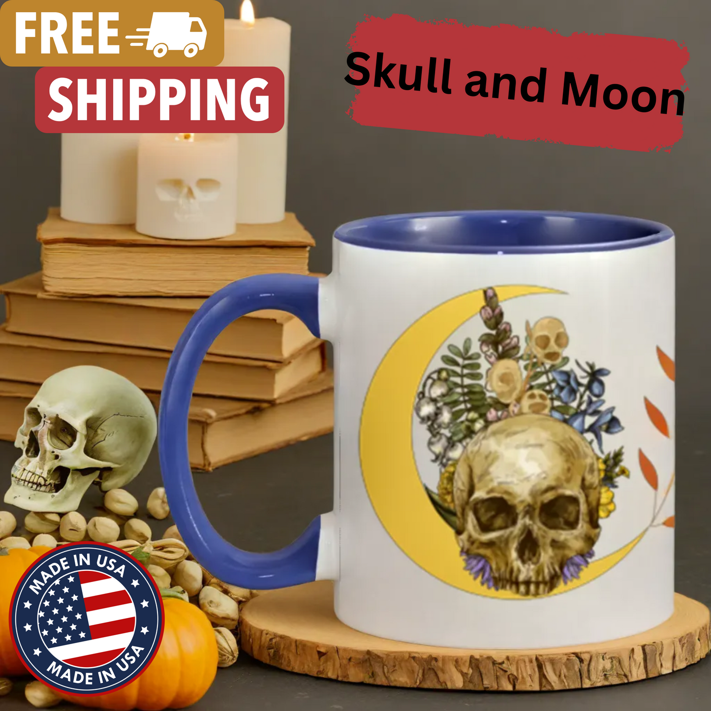 Codex Style Gothic Skull Mugs - Dark Fairy Tales Cottage Core