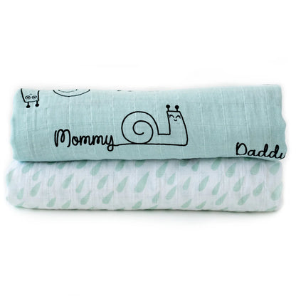 Sangaloz Baby Muslin Cottom Swaddle Blanket Set of 2 with Storage Bag