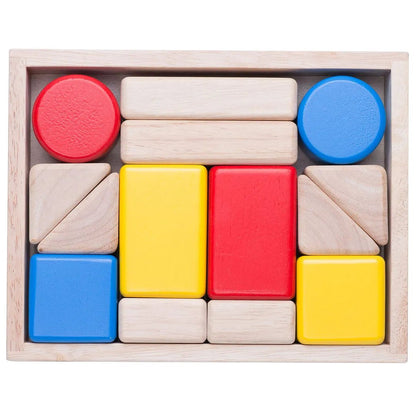 14-Piece Wooden Blocks Playset with Storage Box