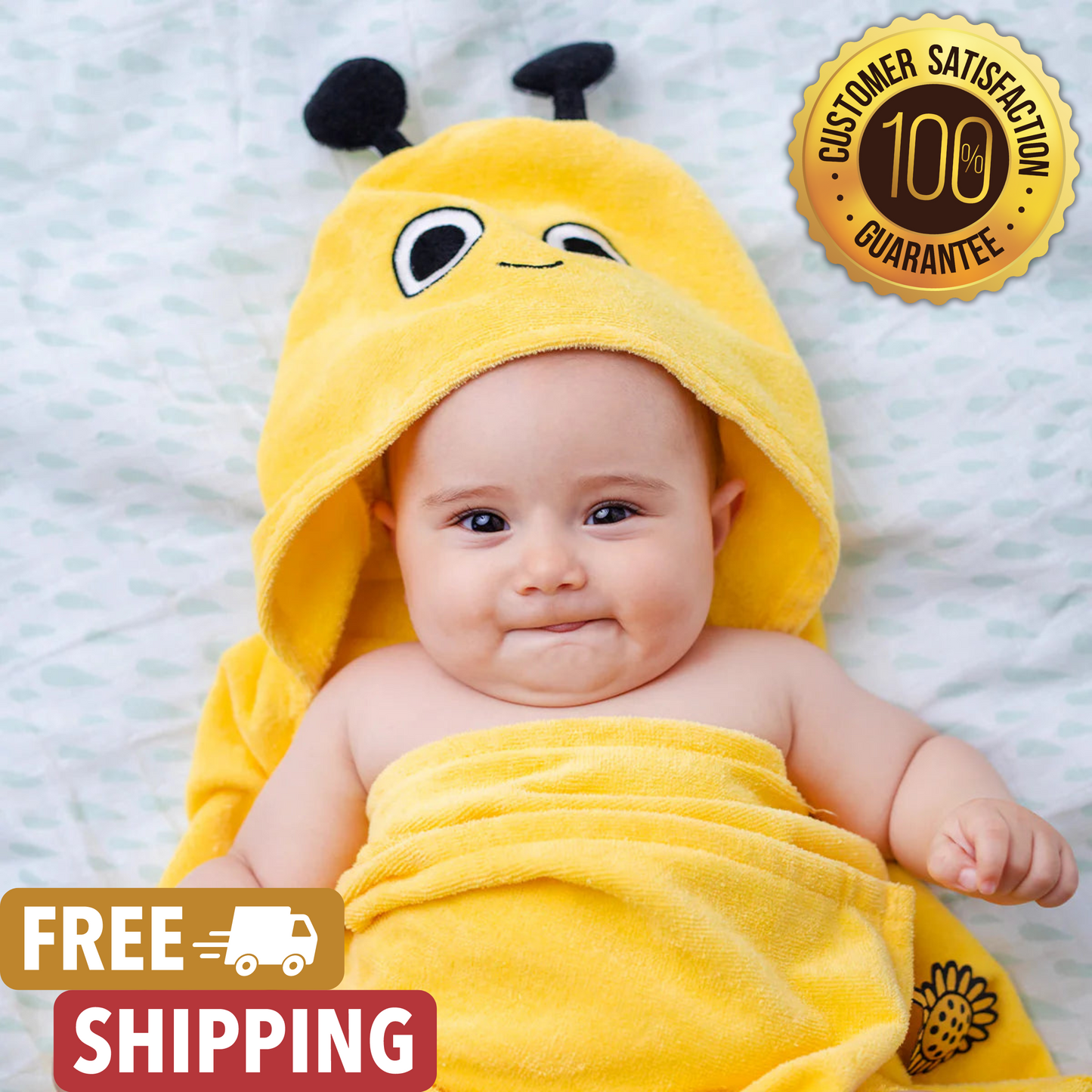 Buzzy Bee Velvet Hooded Baby/Toddler Towel