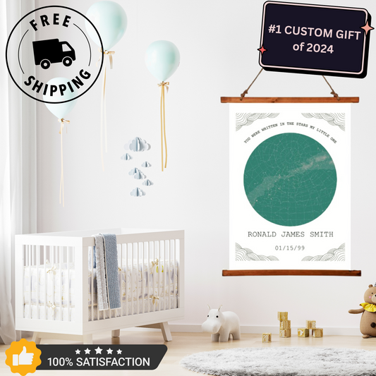 Personalized "YOU WERE WRITTEN IN THE STARS MY LITTLE ONE" Wood Framed Wall Tapestry 2