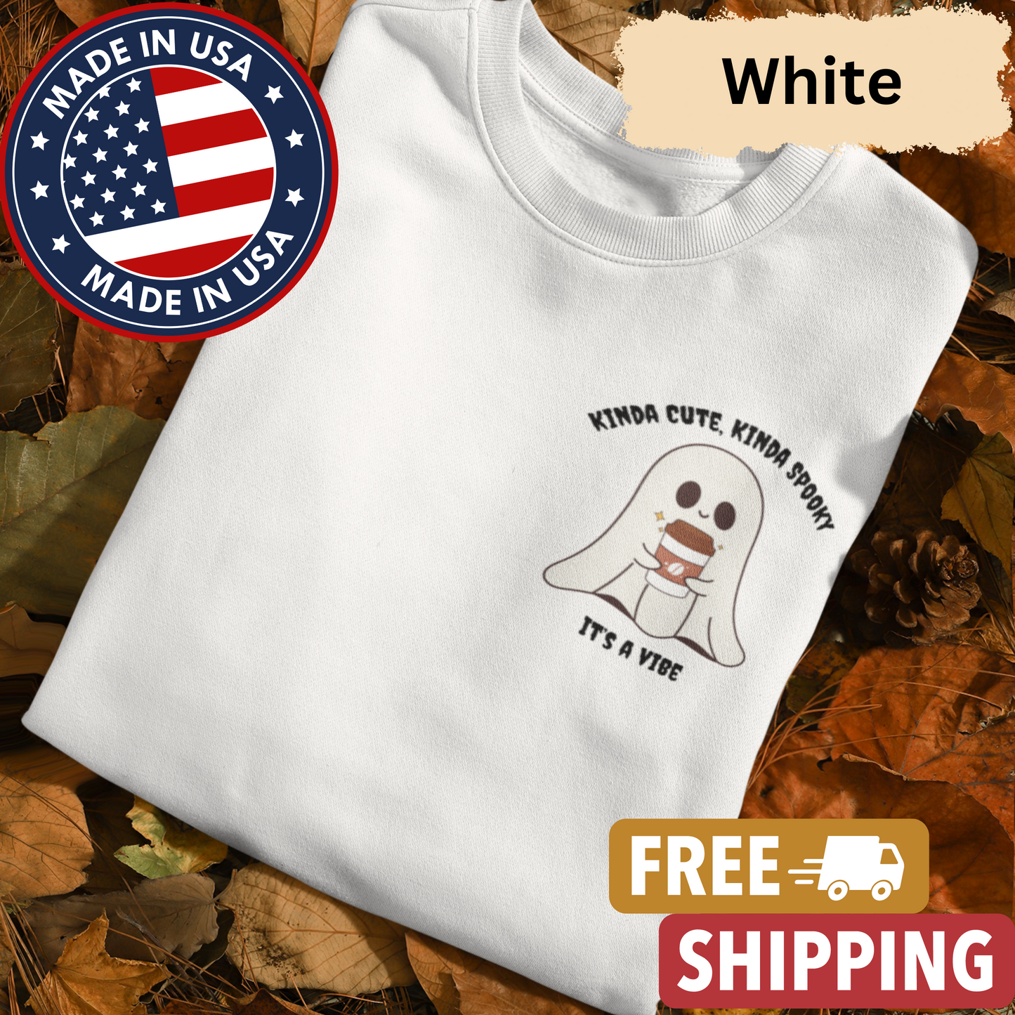 Coffee Ghost "It's a vibe" Sweatshirt l Halloween l Coffee Lovers l Ghost l Cute l Spooky l Fall