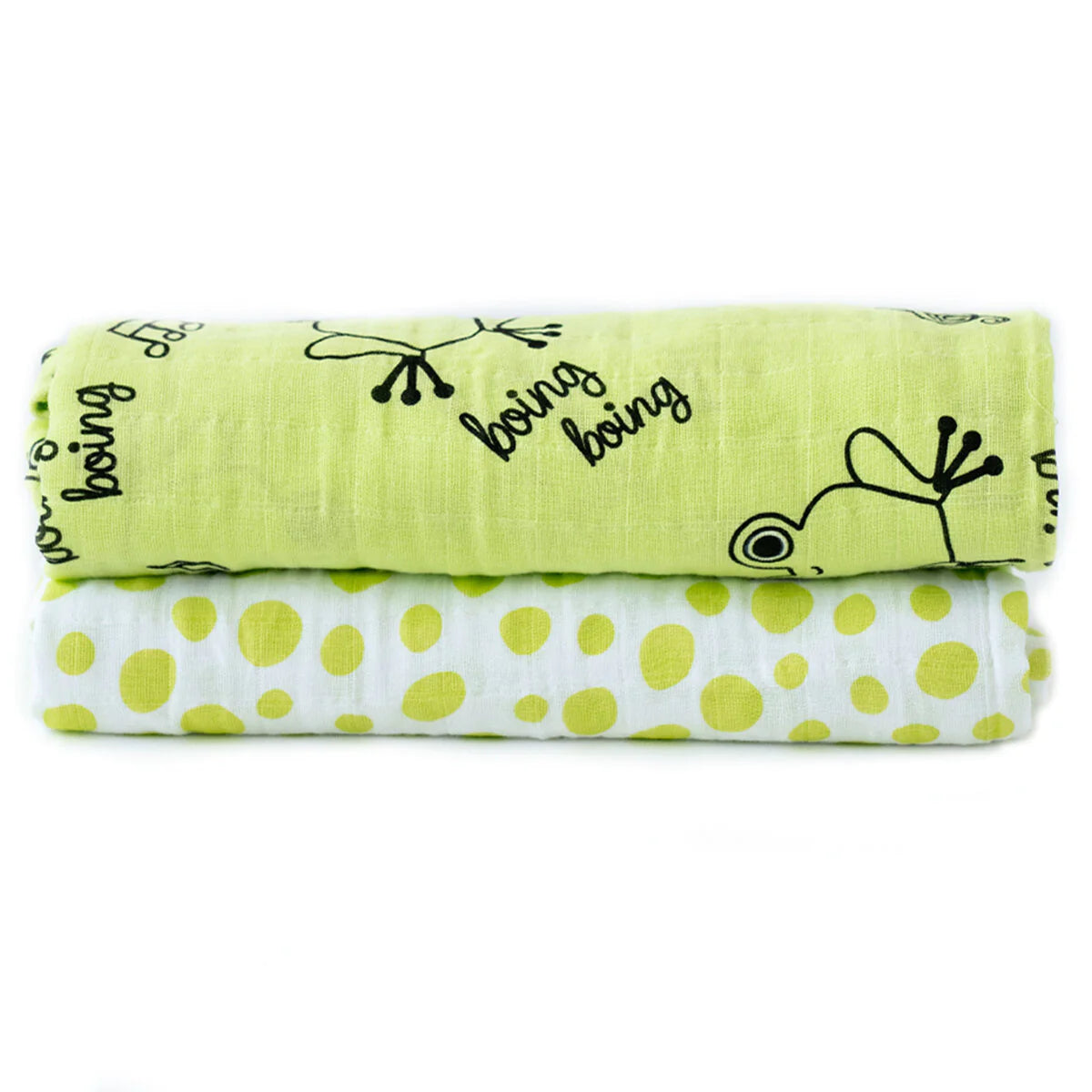 Cacha Frog 100% Cotton Swaddle Blanket Set of 2 with Storage Bag