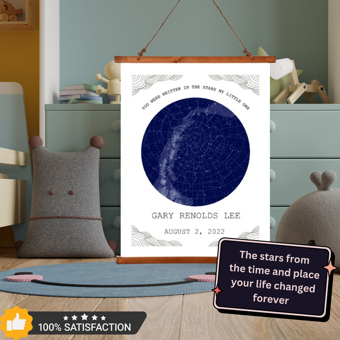 Personalized "YOU WERE WRITTEN IN THE STARS MY LITTLE ONE" Wood Framed Wall Tapestry 2