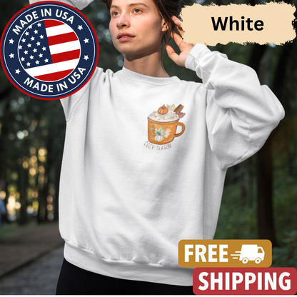 Pumpkin Spice Latte "Cozy Season" Adult Crewneck Sweatshirt l Pocket Design l Pumpkin Patch l PSL l Fall Shirt l Coffee l Basic