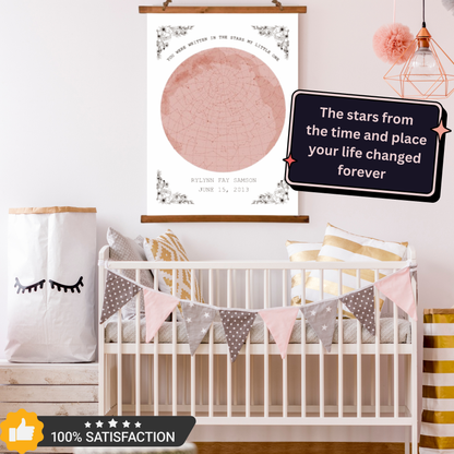 Personalized "YOU WERE WRITTEN IN THE STARS MY LITTLE ONE" Wood Framed Wall Tapestry