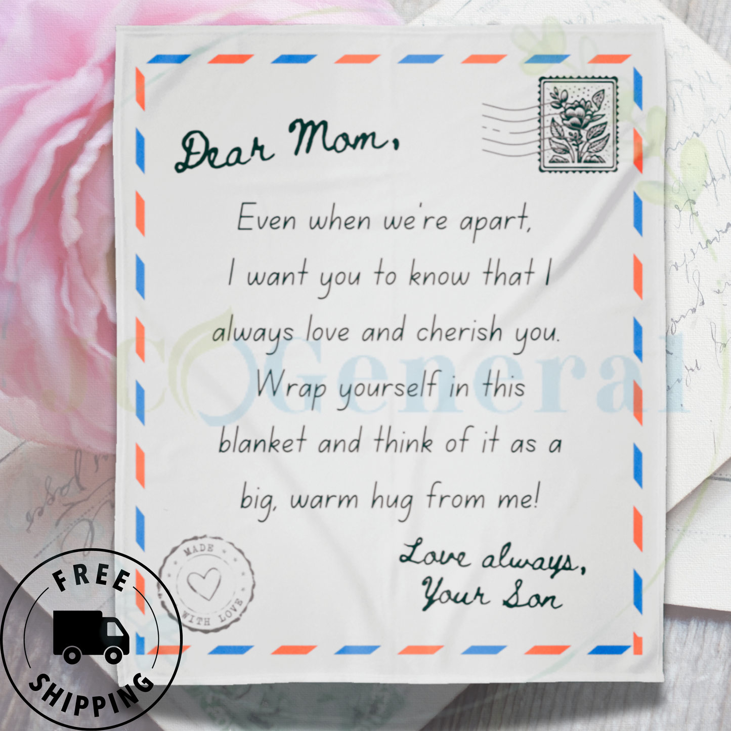 Dear Mom "Love and Cherish" Fleece Blanket-50x60