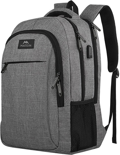 MATEIN Travel Laptop Backpack with USB Charging Port l 15.6 Inch Notebook Space