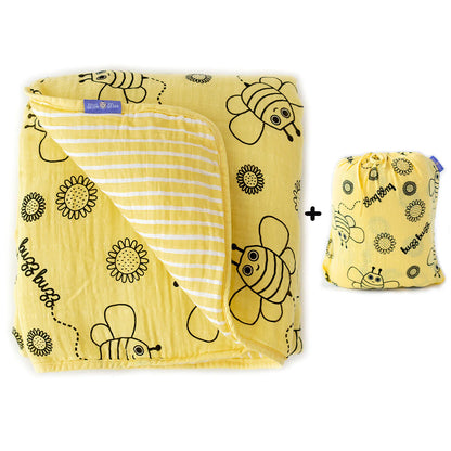 Buzzy Bee Baby Muslin Comforter with Storage Bag