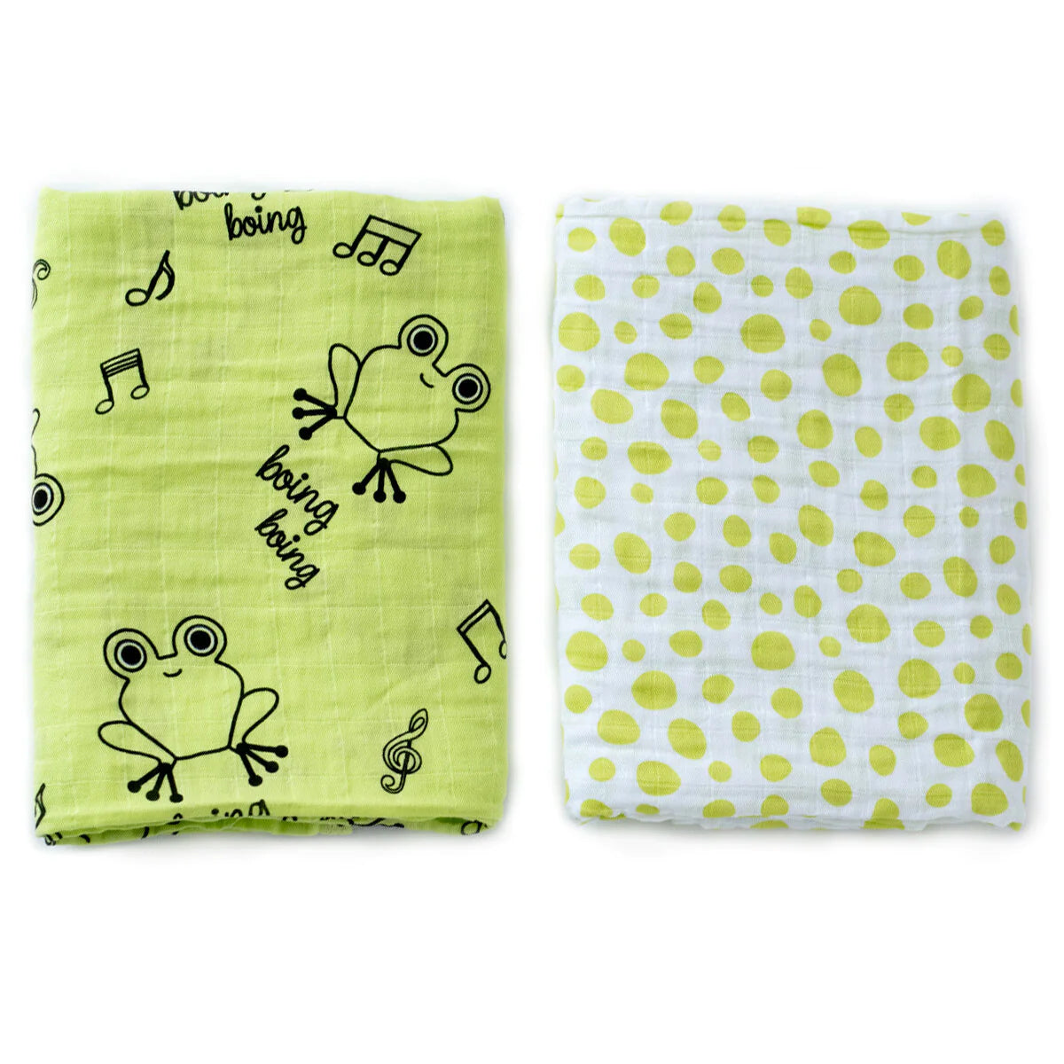 Cacha Frog 100% Cotton Swaddle Blanket Set of 2 with Storage Bag