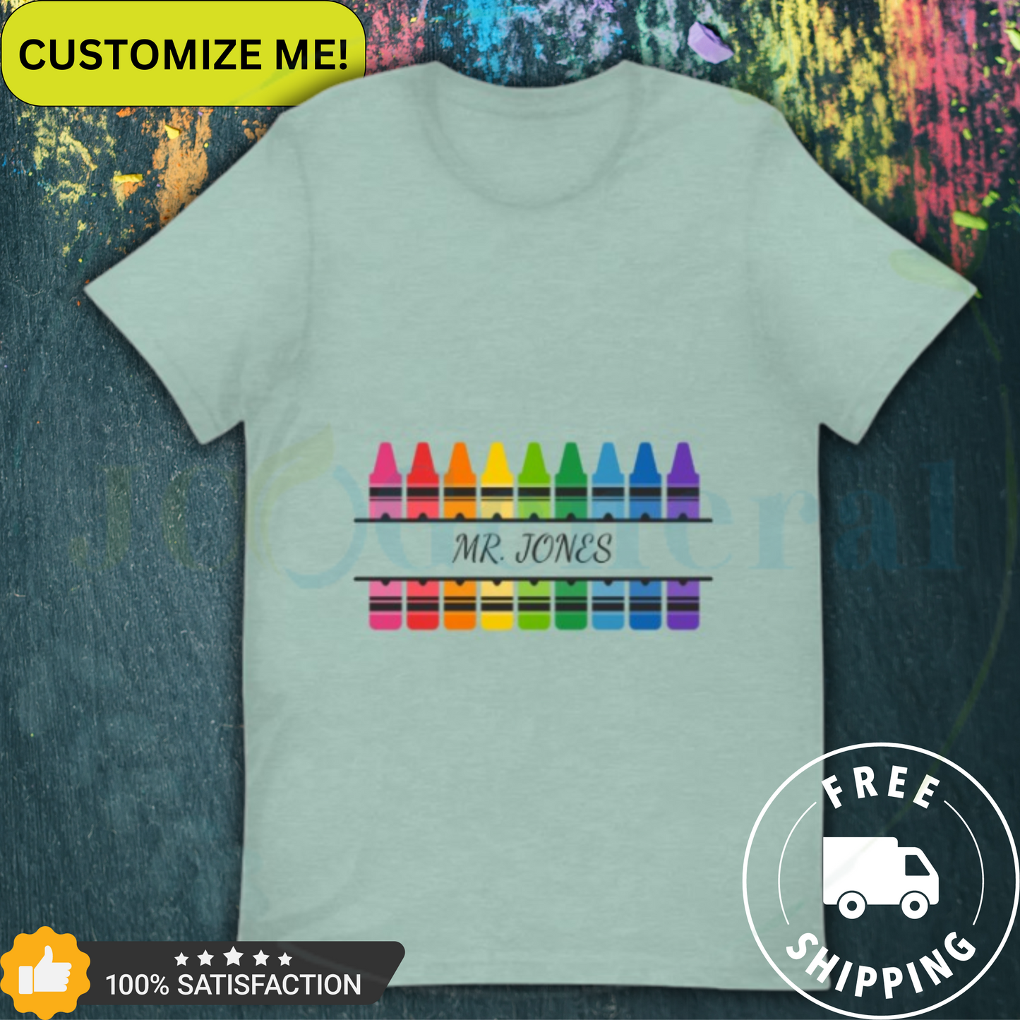 Crayon Colors Customizable Name Tee