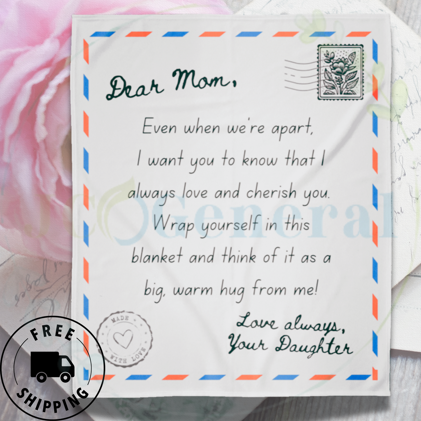 Dear Mom "Love and Cherish" Fleece Blanket-50x60