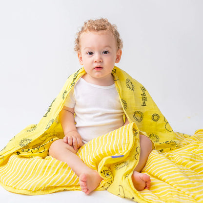 Buzzy Bee Baby Muslin Swaddle Blanket Set of 2 with Storage Bag