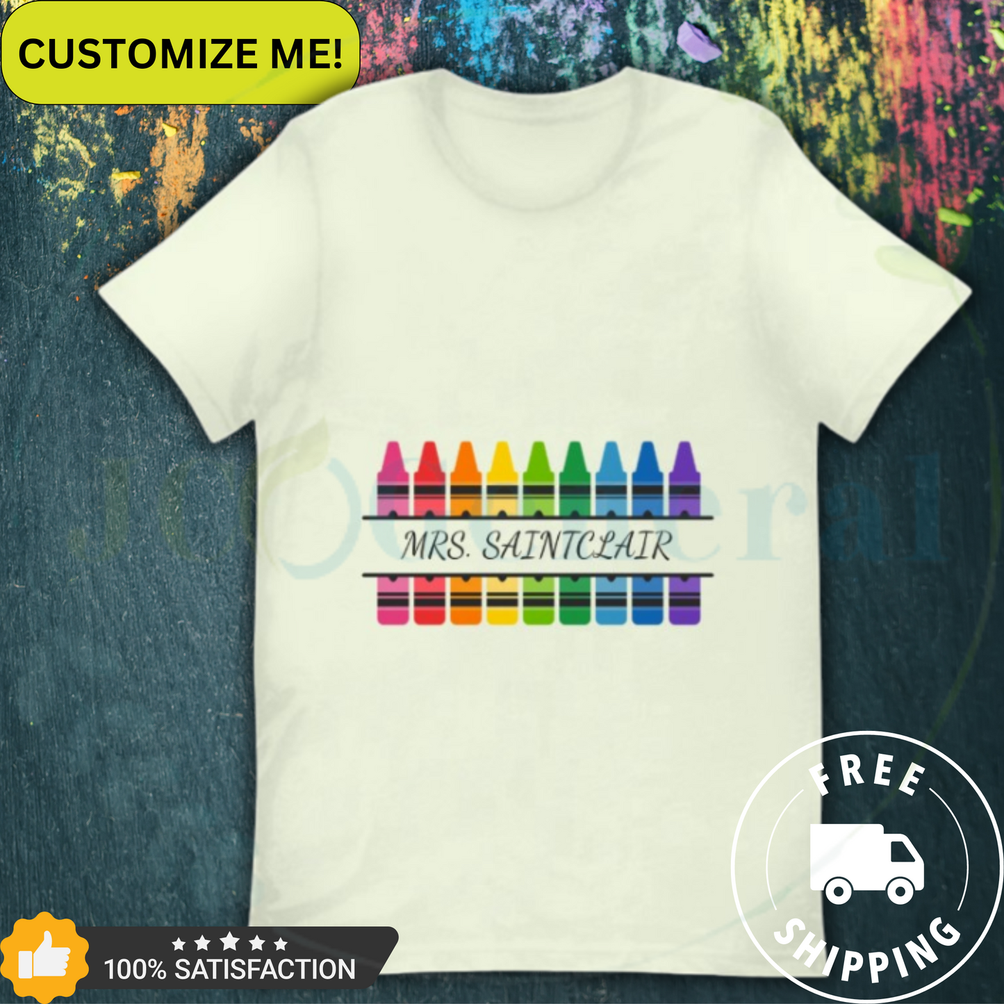 Crayon Colors Customizable Name Tee