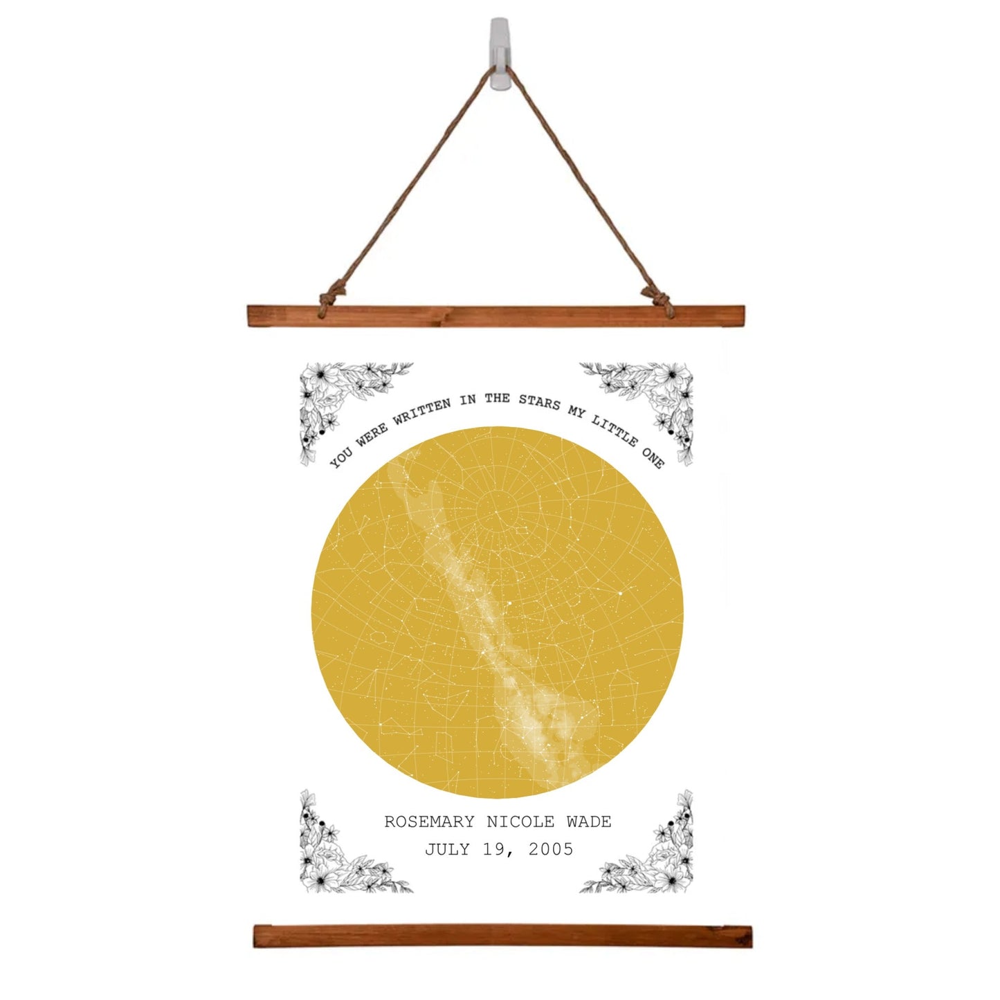 Personalized "YOU WERE WRITTEN IN THE STARS MY LITTLE ONE" Wood Framed Wall Tapestry