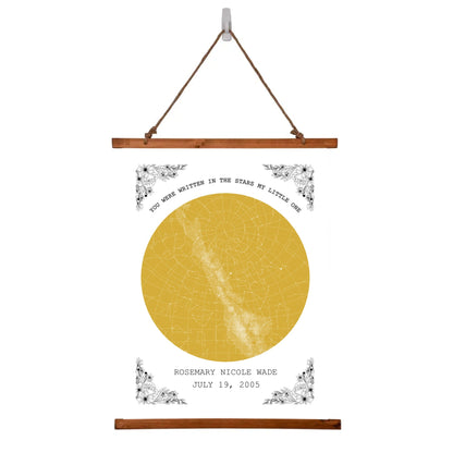 Personalized "YOU WERE WRITTEN IN THE STARS MY LITTLE ONE" Wood Framed Wall Tapestry