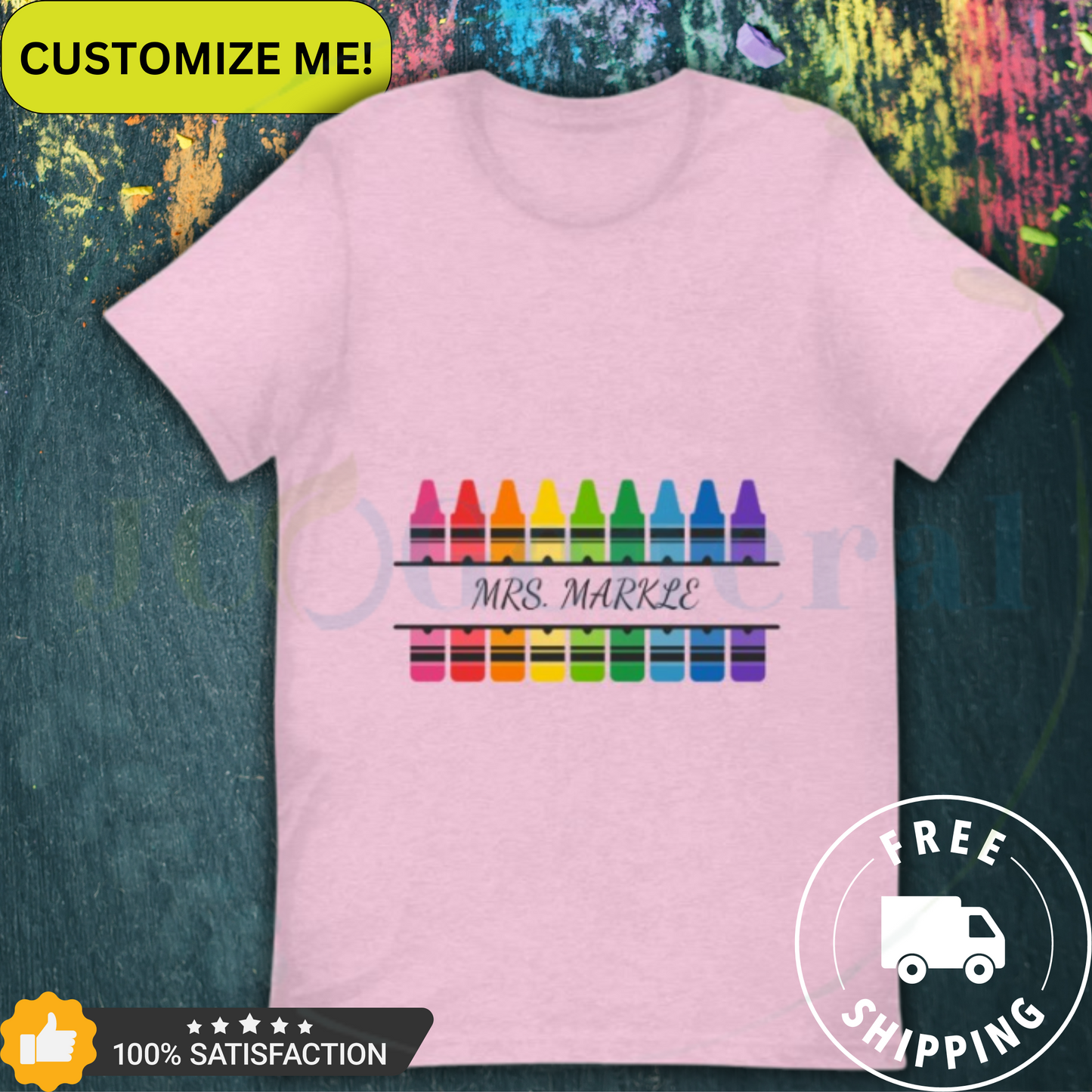 Crayon Colors Customizable Name Tee