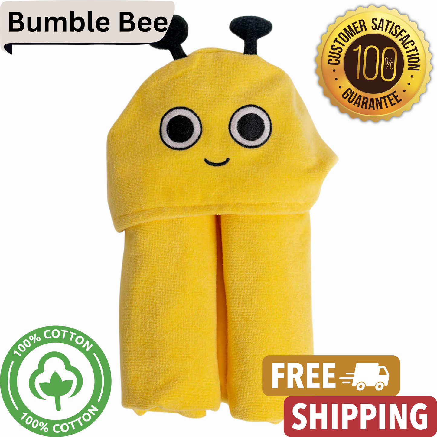 Buzzy Bee Velvet Hooded Baby/Toddler Towel