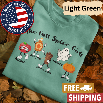 The "Fall Spice Girls" Adult Crewneck Sweatshirt l Apple l Pumpkin l Cinnamon l Maple l Ghost l Funny