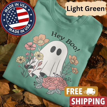 Floral Ghost "Hey Boo" Sweatshirt l Ghost l Flowers l Cute l Halloween l Fall