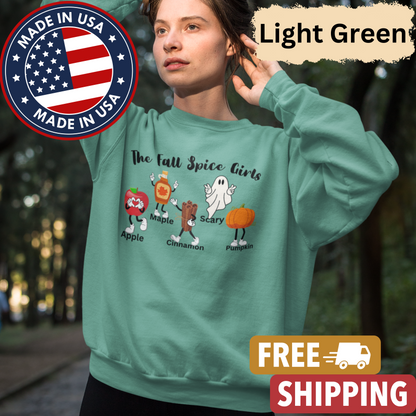 The "Fall Spice Girls" Adult Crewneck Sweatshirt l Apple l Pumpkin l Cinnamon l Maple l Ghost l Funny