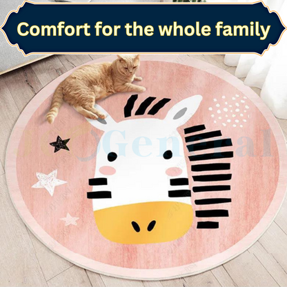 Cozy Cartoon Round Plush Carpet