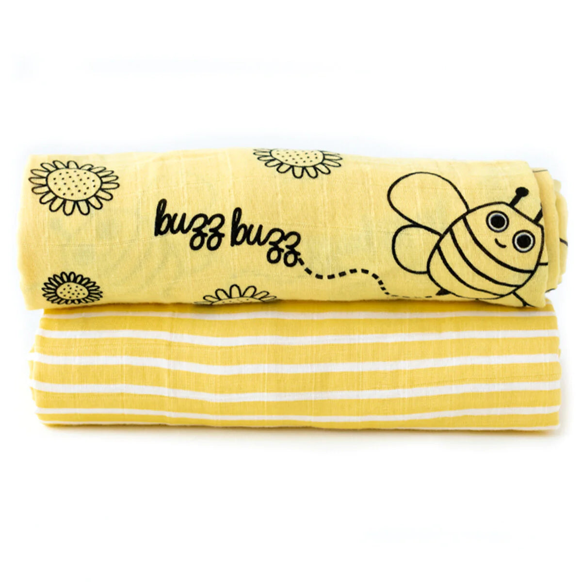 Buzzy Bee Baby Muslin Swaddle Blanket Set of 2 with Storage Bag