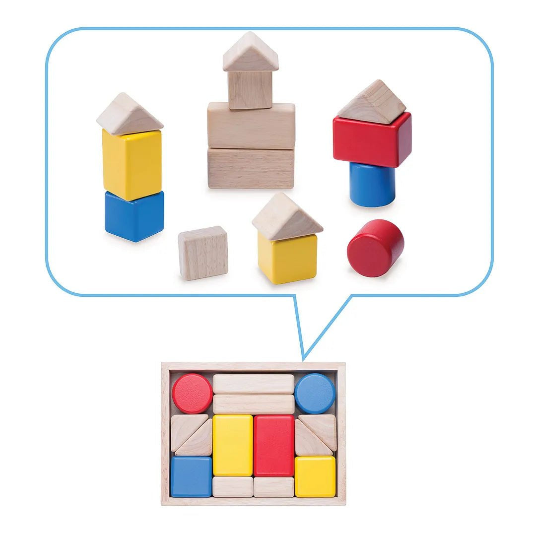 14-Piece Wooden Blocks Playset with Storage Box