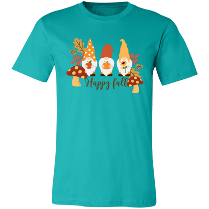 Gnome "Happy Fall" Short-Sleeve T-Shirt l Apple l Pumpkin l Sunflower l Mushrooms l Fall Leaves l Fall