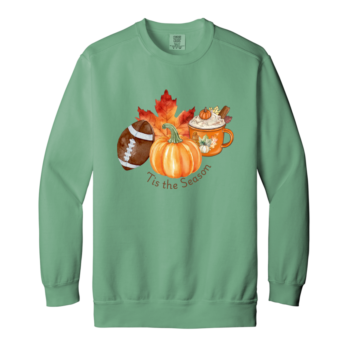 Fall "'Tis the Season" Adult Crewneck Sweatshirt l Pumpkins l Football l Leaves l  Pumpkin Spice l Latte l Cozy Season