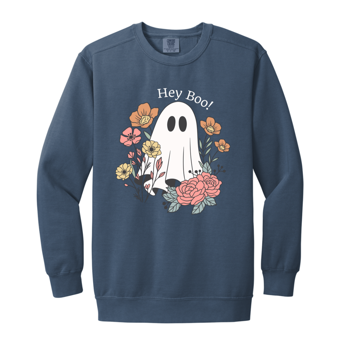 Floral Ghost "Hey Boo" Sweatshirt l Ghost l Flowers l Cute l Halloween l Fall