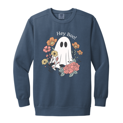 Floral Ghost "Hey Boo" Sweatshirt l Ghost l Flowers l Cute l Halloween l Fall