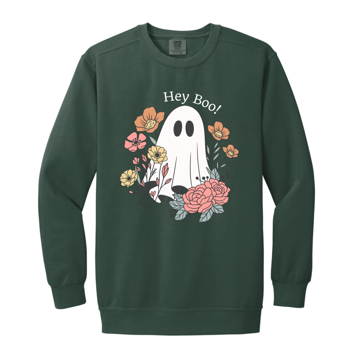 Floral Ghost "Hey Boo" Sweatshirt l Ghost l Flowers l Cute l Halloween l Fall