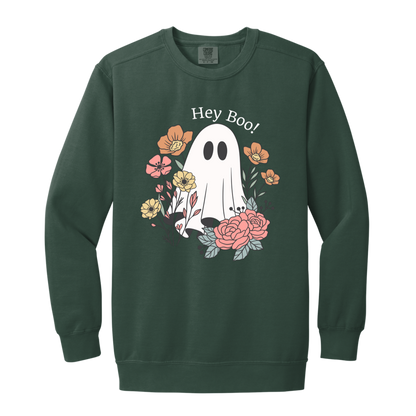 Floral Ghost "Hey Boo" Sweatshirt l Ghost l Flowers l Cute l Halloween l Fall