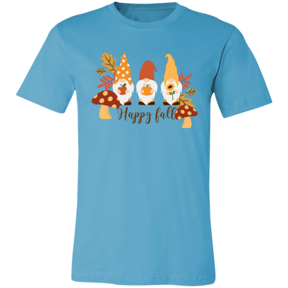 Gnome "Happy Fall" Short-Sleeve T-Shirt l Apple l Pumpkin l Sunflower l Mushrooms l Fall Leaves l Fall