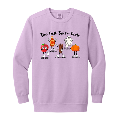 The "Fall Spice Girls" Adult Crewneck Sweatshirt l Apple l Pumpkin l Cinnamon l Maple l Ghost l Funny