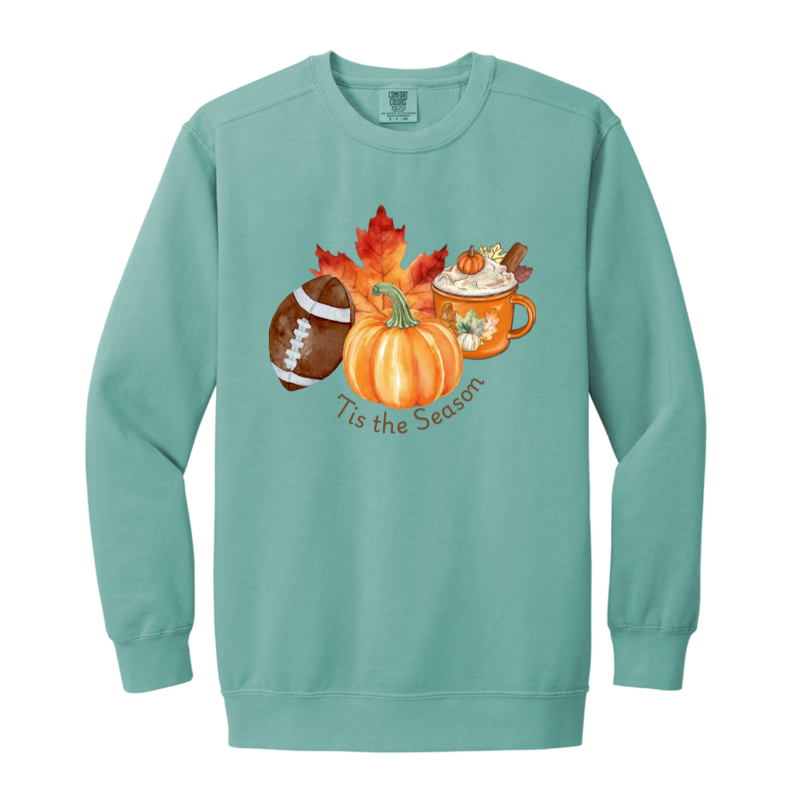 Fall "'Tis the Season" Adult Crewneck Sweatshirt l Pumpkins l Football l Leaves l  Pumpkin Spice l Latte l Cozy Season