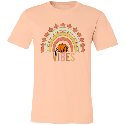 Rainbow "Fall Vibes" Short-Sleeve T-Shirt l Pumpkin Patch l Fall Leaves l Rainbow l Vibes l Leaves