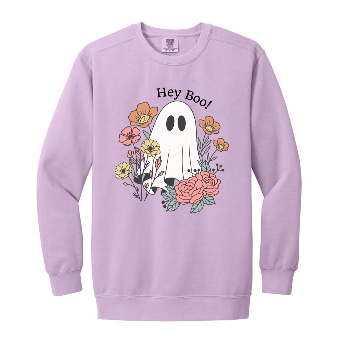 Floral Ghost "Hey Boo" Sweatshirt l Ghost l Flowers l Cute l Halloween l Fall