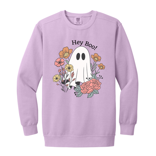 Floral Ghost "Hey Boo" Sweatshirt l Ghost l Flowers l Cute l Halloween l Fall