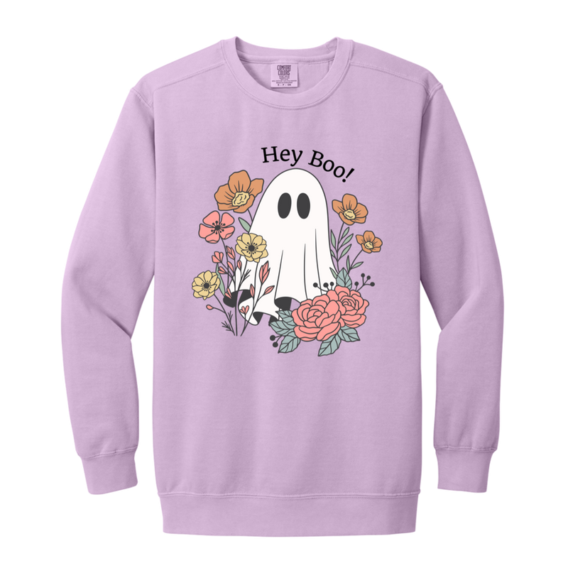 Floral Ghost "Hey Boo" Sweatshirt l Ghost l Flowers l Cute l Halloween l Fall