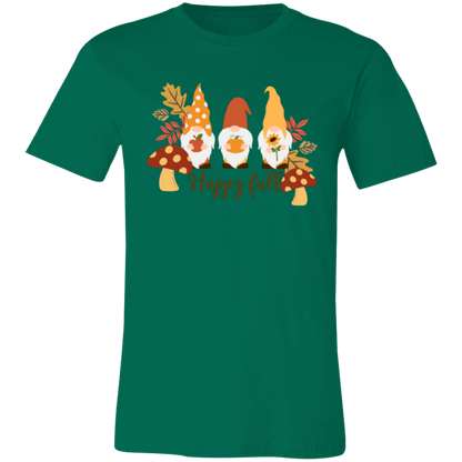 Gnome "Happy Fall" Short-Sleeve T-Shirt l Apple l Pumpkin l Sunflower l Mushrooms l Fall Leaves l Fall