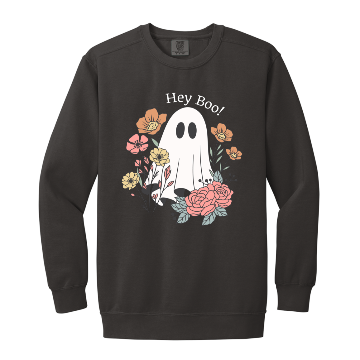 Floral Ghost "Hey Boo" Sweatshirt l Ghost l Flowers l Cute l Halloween l Fall