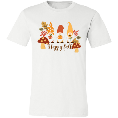 Gnome "Happy Fall" Short-Sleeve T-Shirt l Apple l Pumpkin l Sunflower l Mushrooms l Fall Leaves l Fall