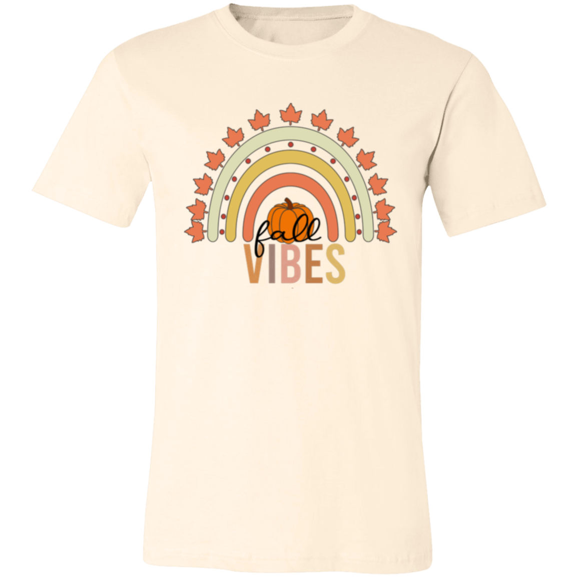 Rainbow "Fall Vibes" Short-Sleeve T-Shirt l Pumpkin Patch l Fall Leaves l Rainbow l Vibes l Leaves