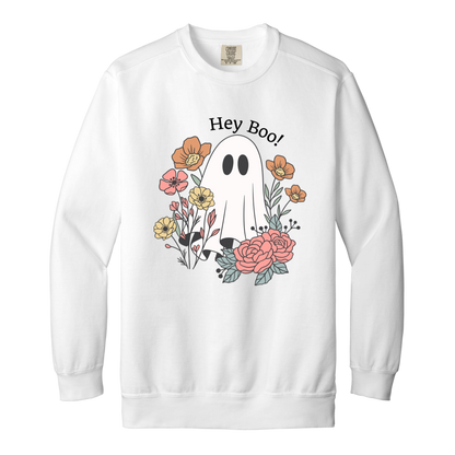 Floral Ghost "Hey Boo" Sweatshirt l Ghost l Flowers l Cute l Halloween l Fall