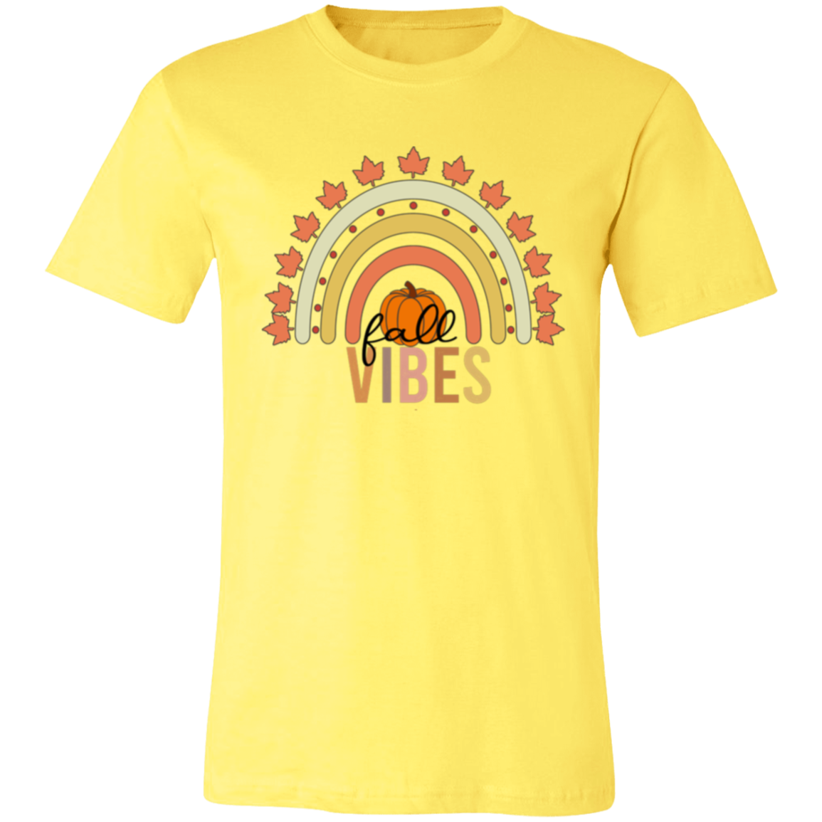 Rainbow "Fall Vibes" Short-Sleeve T-Shirt l Pumpkin Patch l Fall Leaves l Rainbow l Vibes l Leaves