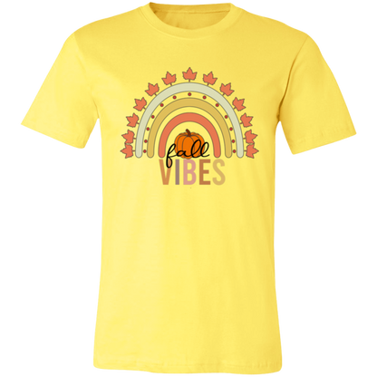 Rainbow "Fall Vibes" Short-Sleeve T-Shirt l Pumpkin Patch l Fall Leaves l Rainbow l Vibes l Leaves