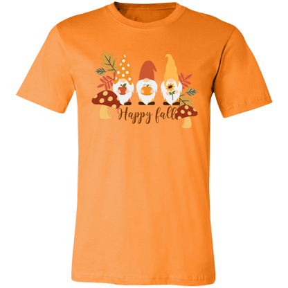 Gnome "Happy Fall" Short-Sleeve T-Shirt l Apple l Pumpkin l Sunflower l Mushrooms l Fall Leaves l Fall